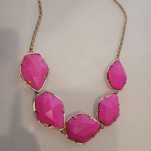 Kendra scott pink Magenta statement necklace in gold 14k gold plated over brass